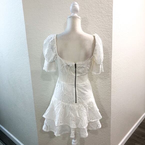 Alice and Olivia Crawford White Eyelet Mini Ruffle Dress - Picture 5 of 12